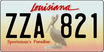 LA license plate ZZA821