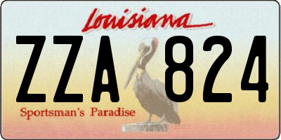 LA license plate ZZA824