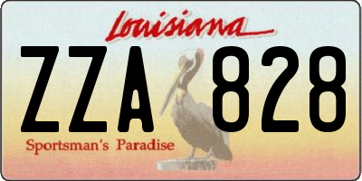 LA license plate ZZA828