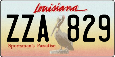 LA license plate ZZA829