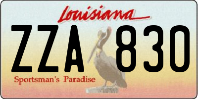 LA license plate ZZA830