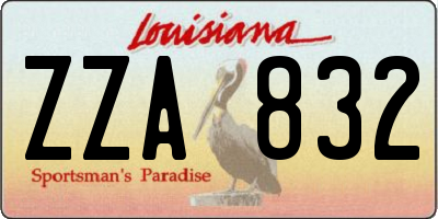 LA license plate ZZA832