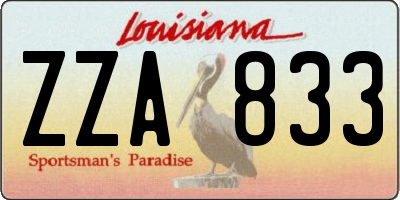 LA license plate ZZA833