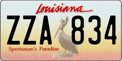 LA license plate ZZA834