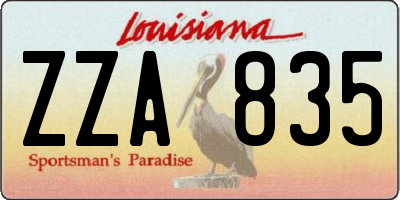 LA license plate ZZA835