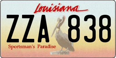 LA license plate ZZA838