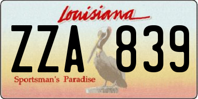 LA license plate ZZA839