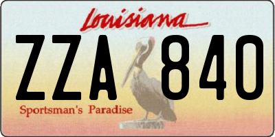 LA license plate ZZA840