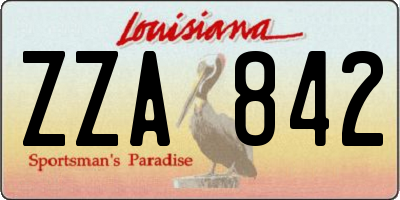 LA license plate ZZA842