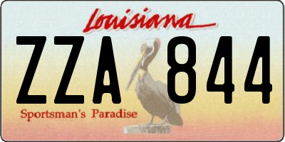 LA license plate ZZA844