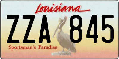 LA license plate ZZA845