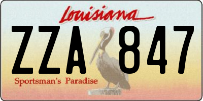 LA license plate ZZA847