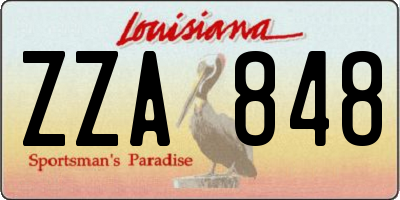 LA license plate ZZA848