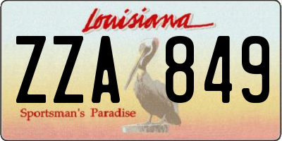 LA license plate ZZA849