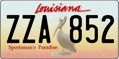 LA license plate ZZA852