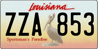 LA license plate ZZA853