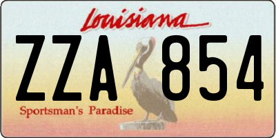 LA license plate ZZA854