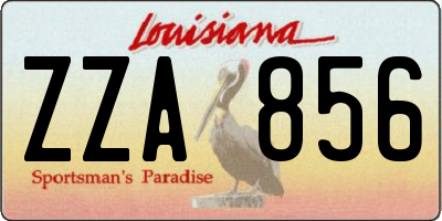 LA license plate ZZA856