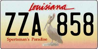 LA license plate ZZA858