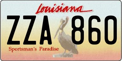 LA license plate ZZA860