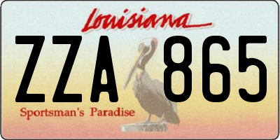 LA license plate ZZA865