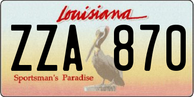 LA license plate ZZA870