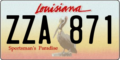 LA license plate ZZA871