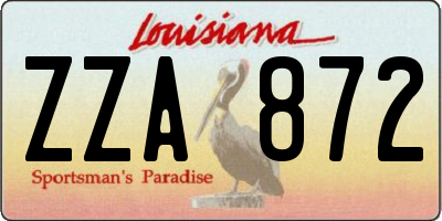 LA license plate ZZA872