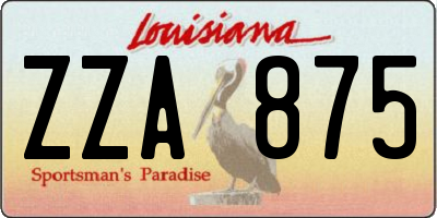 LA license plate ZZA875