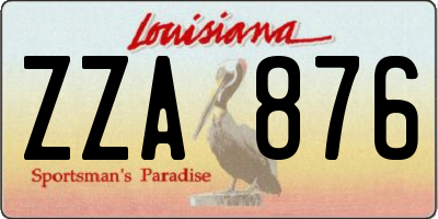 LA license plate ZZA876