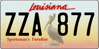 LA license plate ZZA877