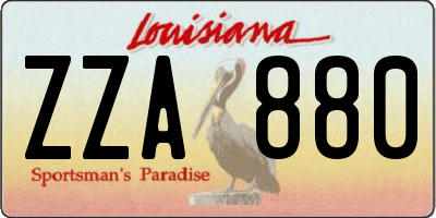 LA license plate ZZA880