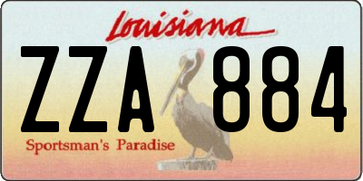 LA license plate ZZA884