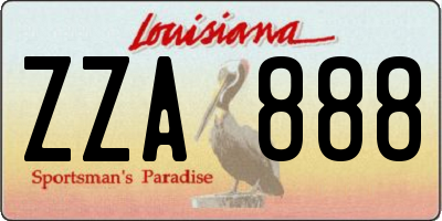 LA license plate ZZA888