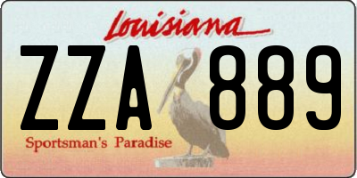 LA license plate ZZA889