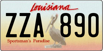 LA license plate ZZA890