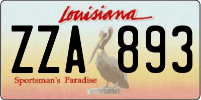 LA license plate ZZA893