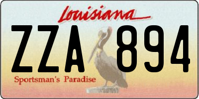 LA license plate ZZA894