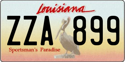 LA license plate ZZA899