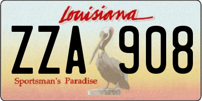 LA license plate ZZA908