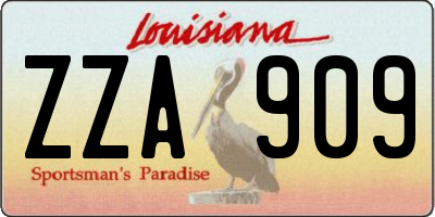 LA license plate ZZA909