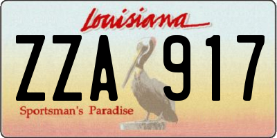 LA license plate ZZA917