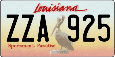 LA license plate ZZA925