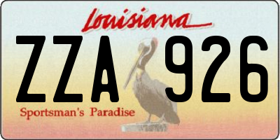 LA license plate ZZA926