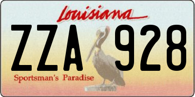 LA license plate ZZA928