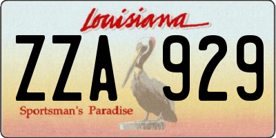 LA license plate ZZA929