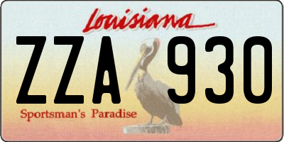 LA license plate ZZA930