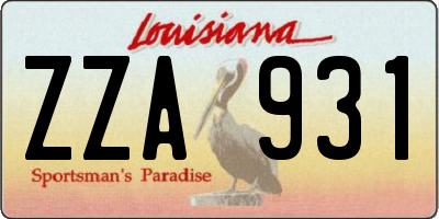 LA license plate ZZA931