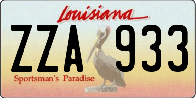 LA license plate ZZA933