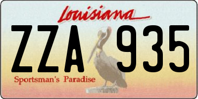 LA license plate ZZA935